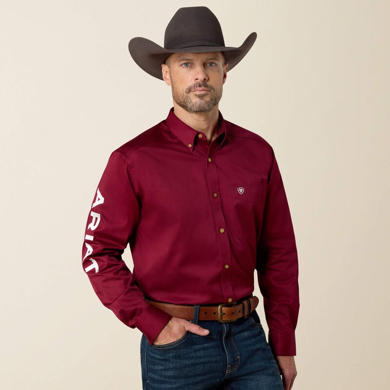 Team Logo Twill Classic Fit Burgundy Shirt