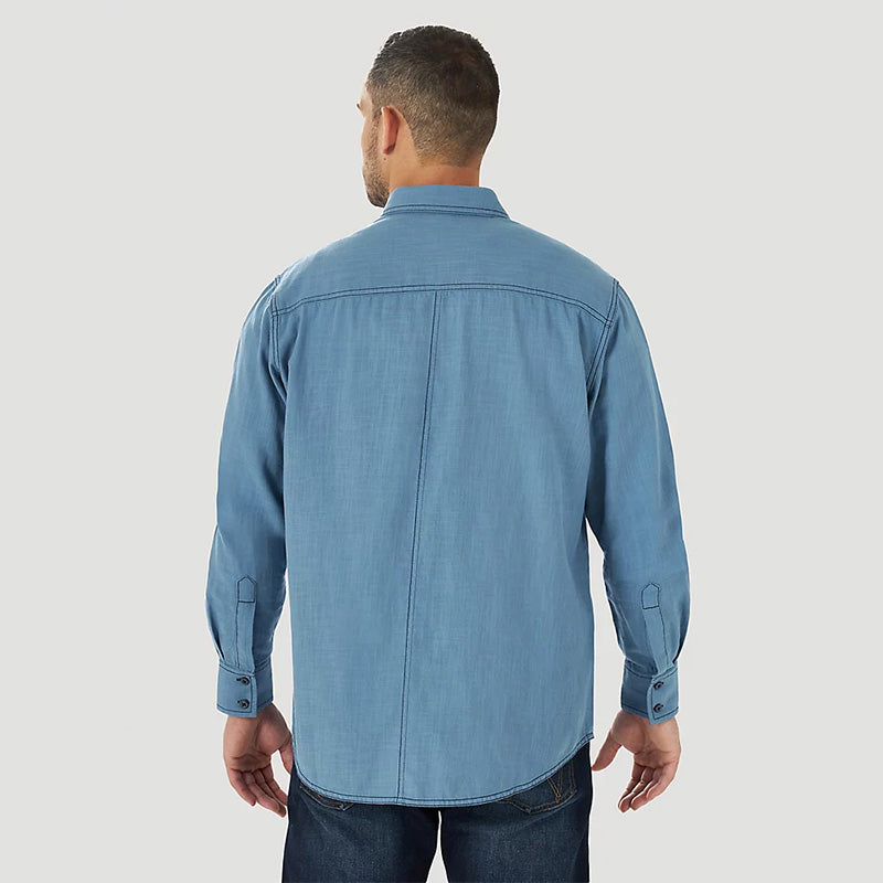 112314961 Retro Modern Fit Blue Denim Western Shirt