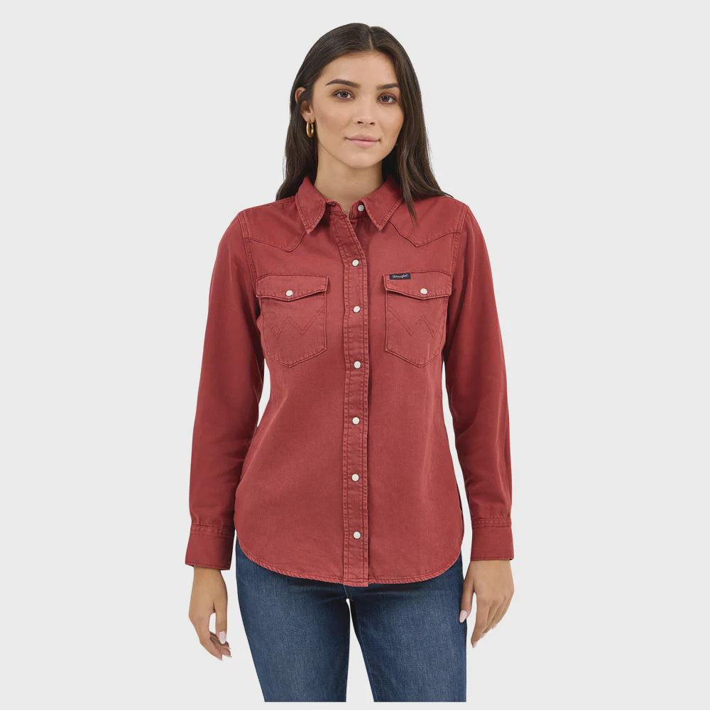 burgundy dress shirt women Port Authority LW100 Ladies Long Sleeve Carefree Poplin Shirt