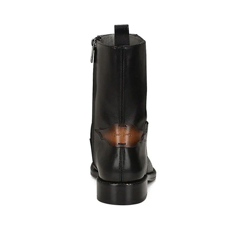 Black Deer Zipper Casual Ankle Boot