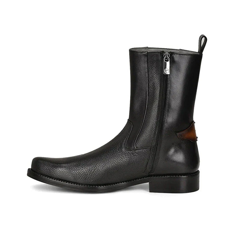 Black Deer Zipper Casual Ankle Boot