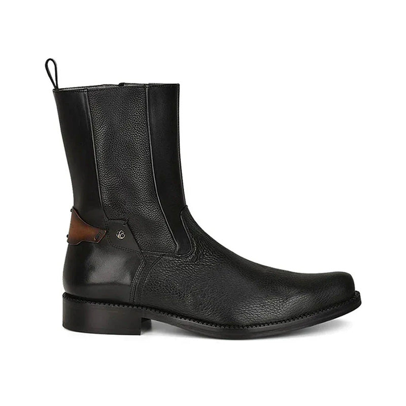 Black Deer Zipper Casual Ankle Boot