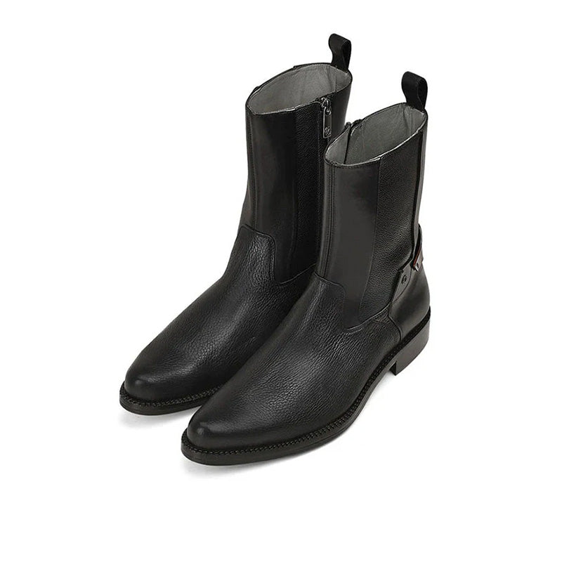Black Deer Zipper Casual Ankle Boot