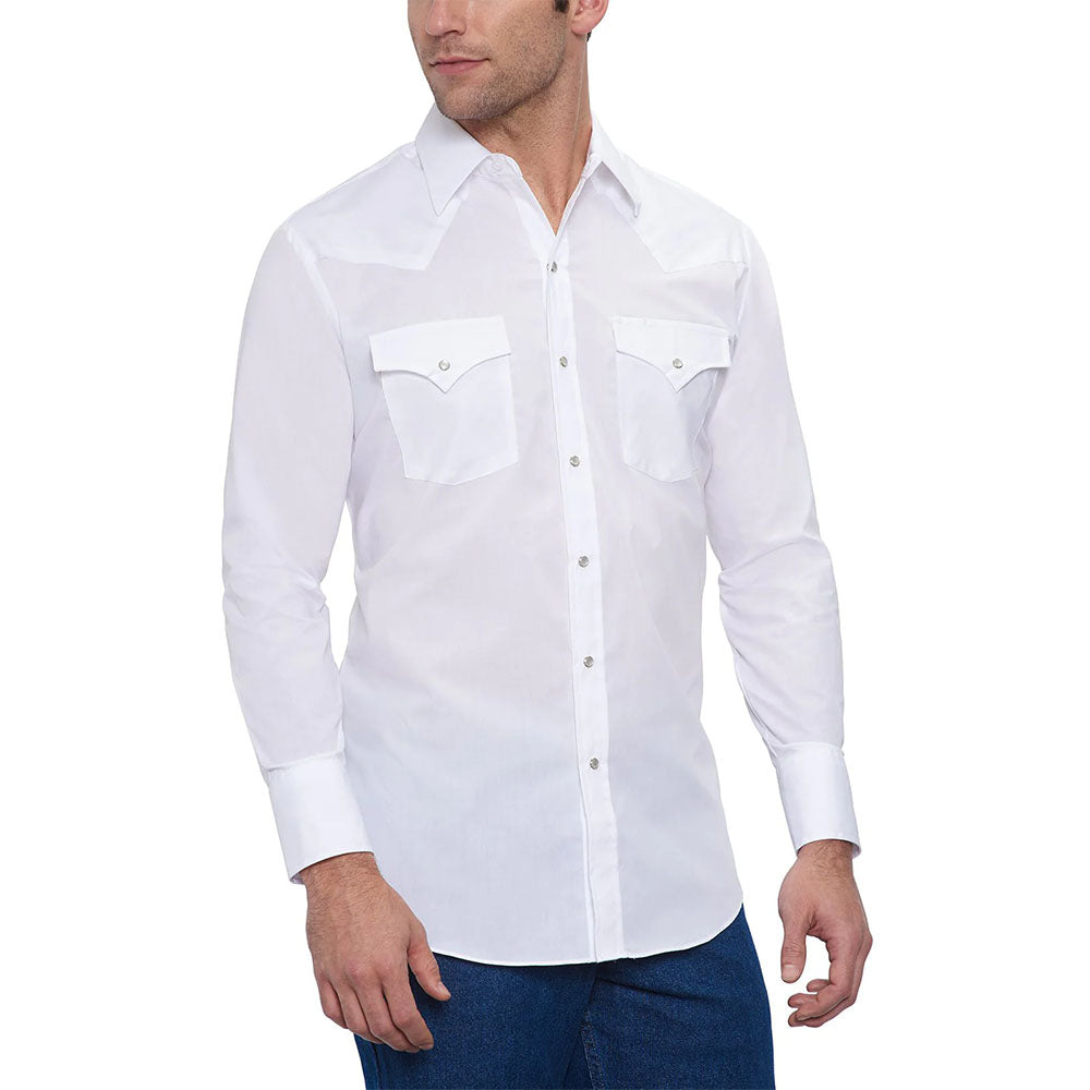 Ely Cattleman White Solid Western Snap | 15201905-01