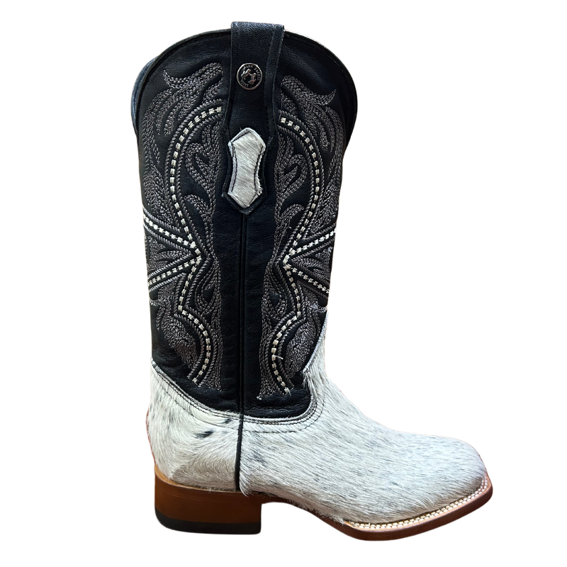 Black and White Cowhide Boots