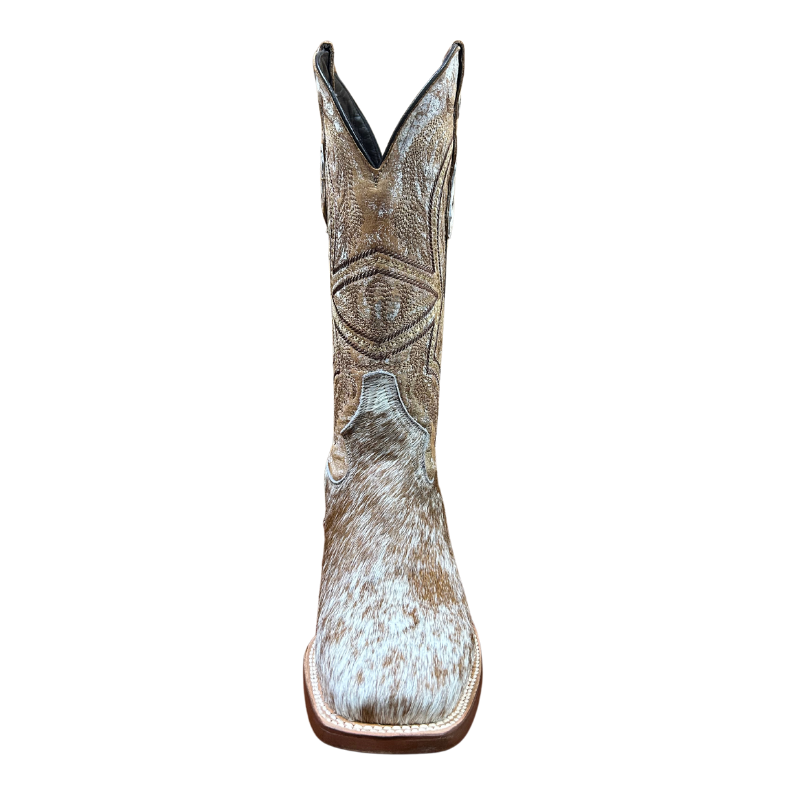Honey and White Cowhide Boots