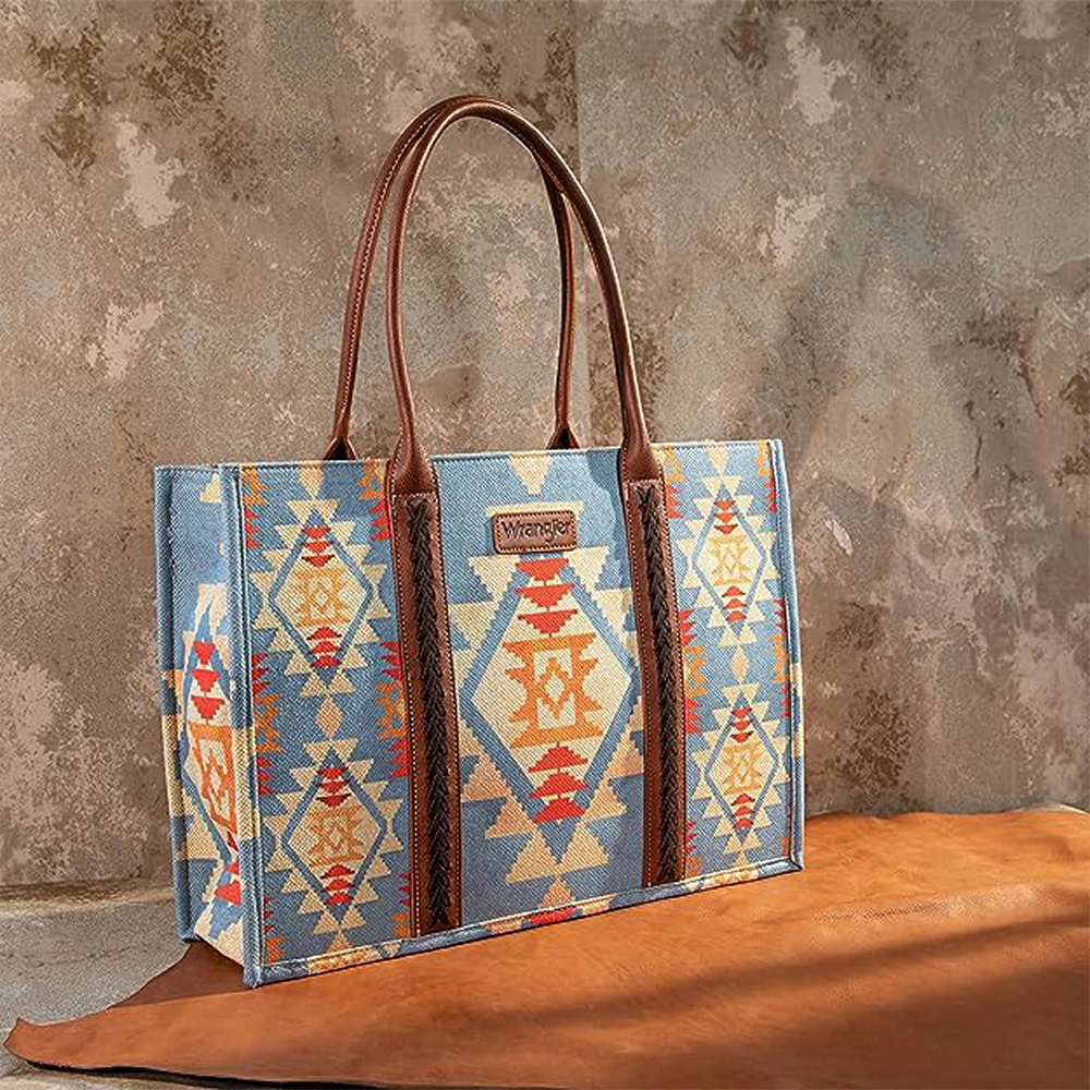 Southwestern Pattern Print Canvas Wide Tote