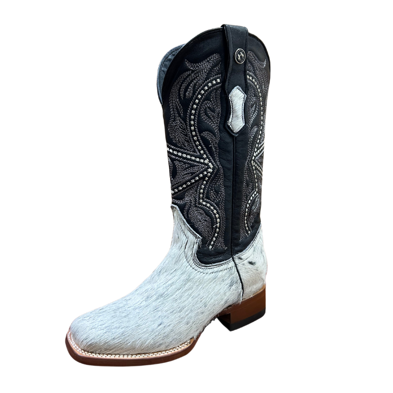 Black and White Cowhide Boots