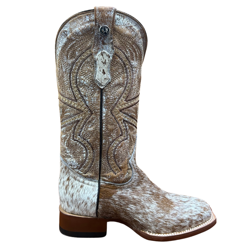 Honey and White Cowhide Boots