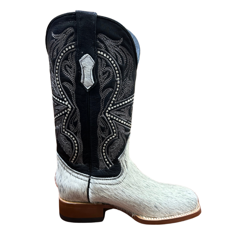 Black and White Cowhide Boots