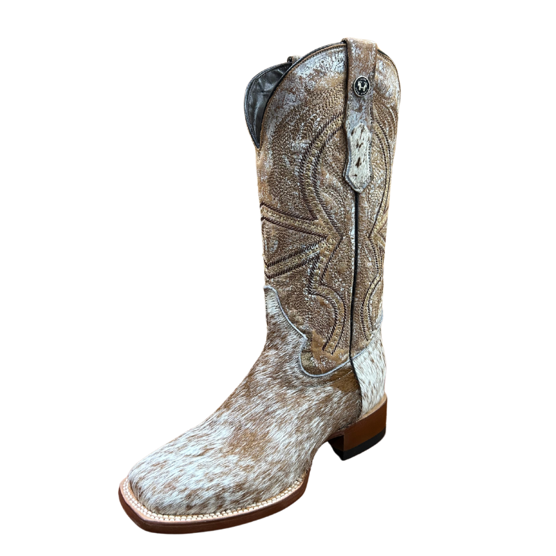 Honey and White Cowhide Boots