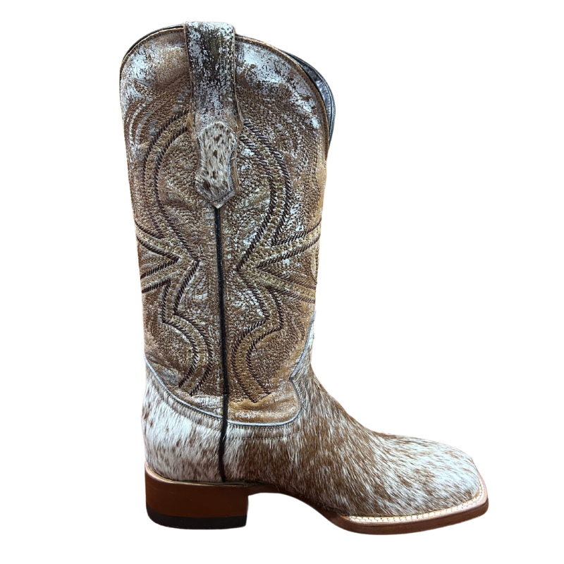 Honey and White Cowhide Boots