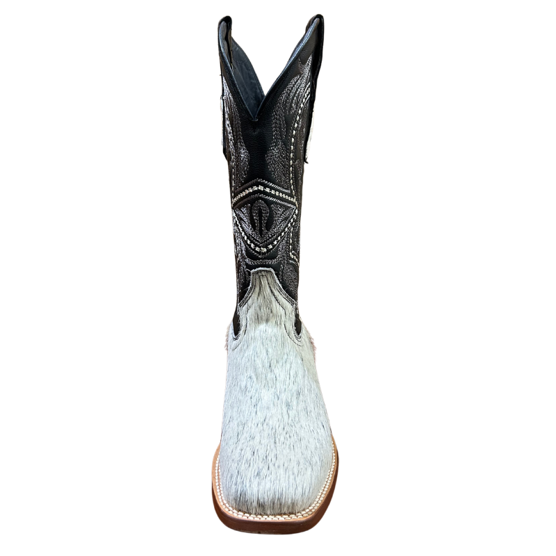 Black and White Cowhide Boots