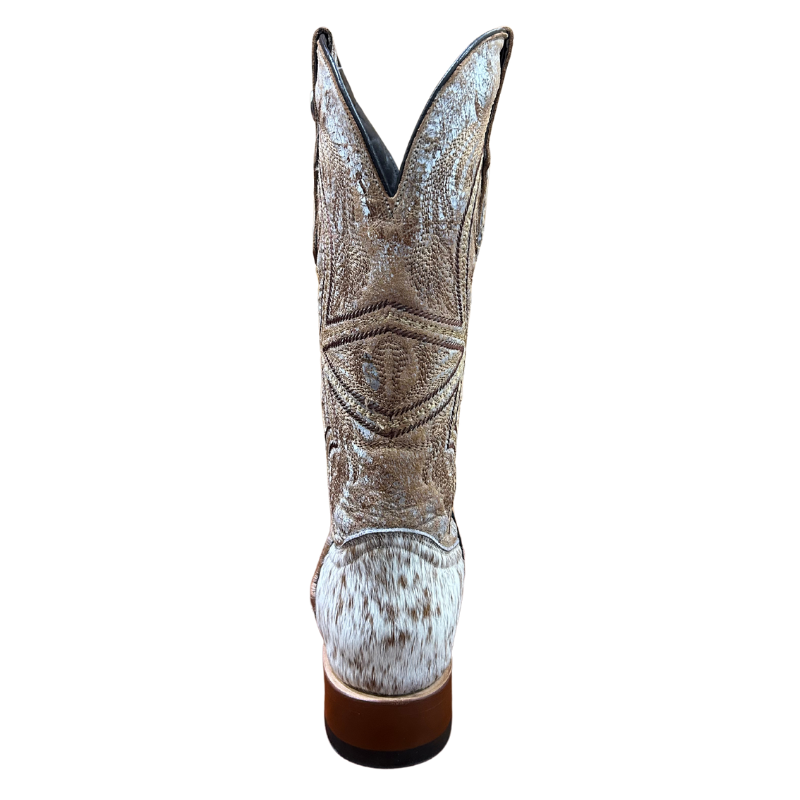 Honey and White Cowhide Boots