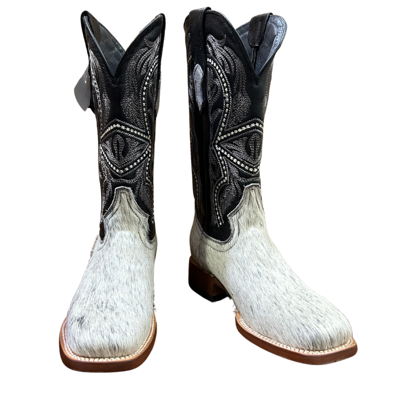 Black and White Cowhide Boots
