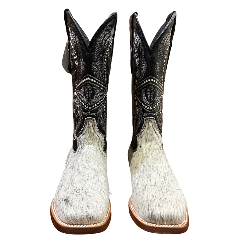 Black and White Cowhide Boots