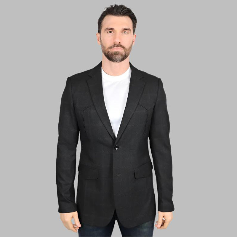 Men's Western Sport Coat with Elbow Patch - Dark Charcoal | BLZ10125