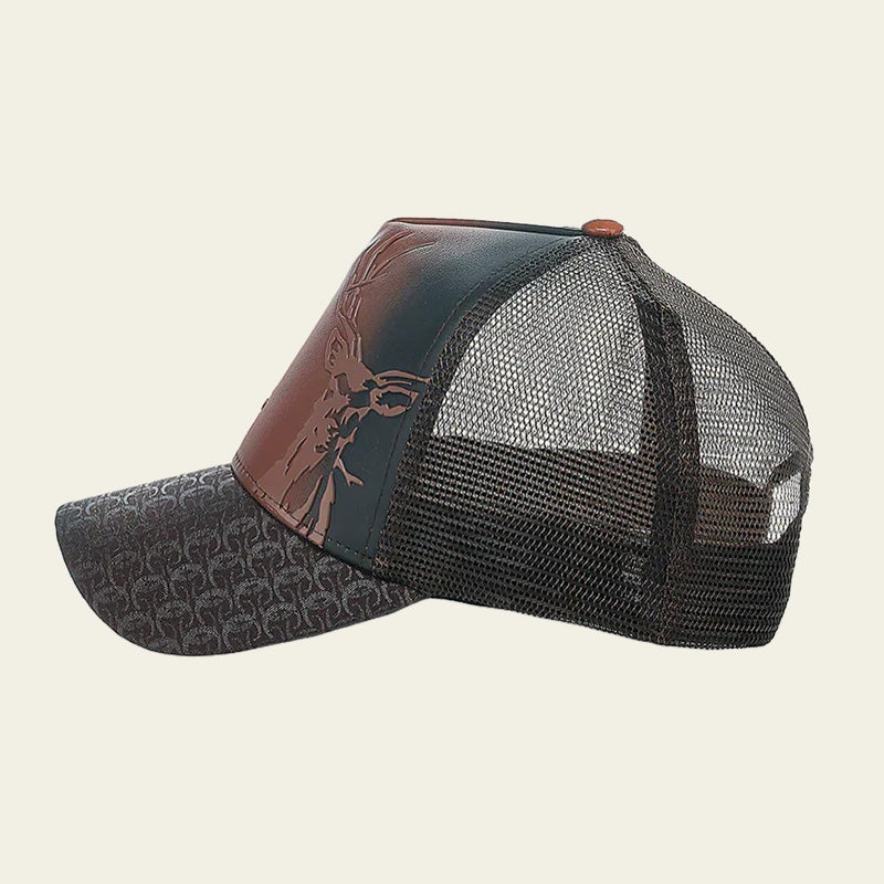 Deer Patch Brown Leather Cap