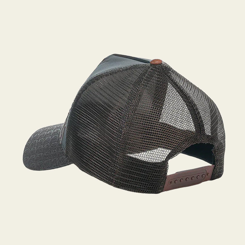 Deer Patch Brown Leather Cap