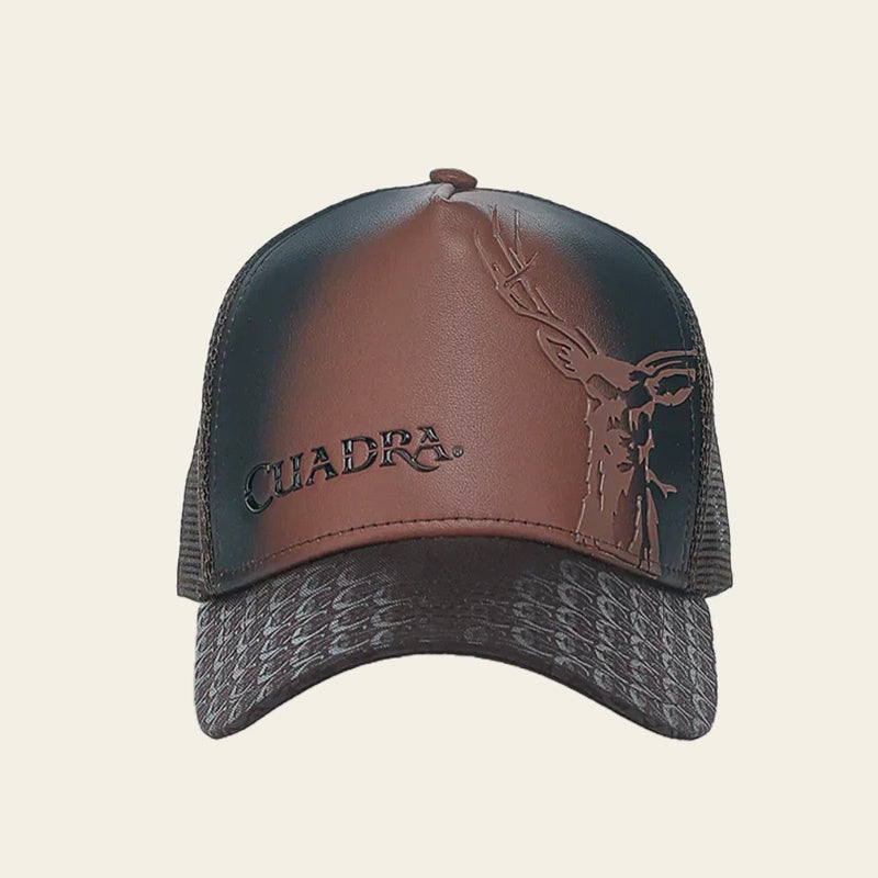 Deer Patch Brown Leather Cap