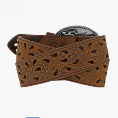 Tony Lama Women's Brown Pierced Filigree Trophy Belt | C50029