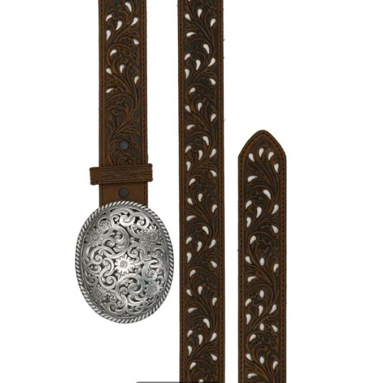 Tony Lama Women's Brown Pierced Filigree Trophy Belt | C50029