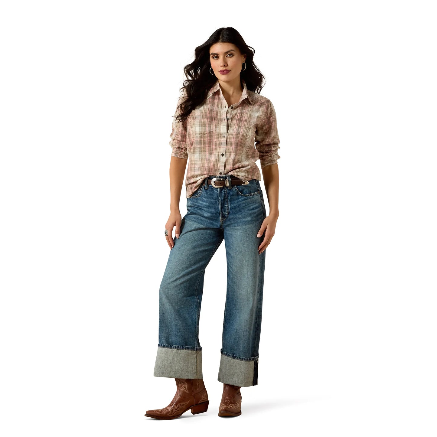 White Pepper Coral Plaid Billie Jean Shirt 10071524