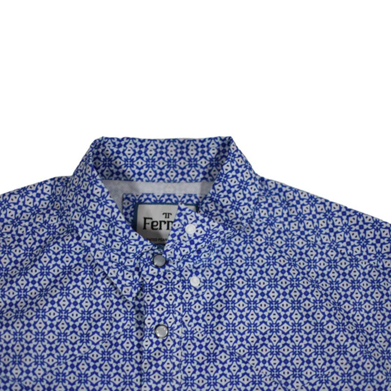 1002309 The Chase Long Sleeve Snap Shirt - Blue Pattern