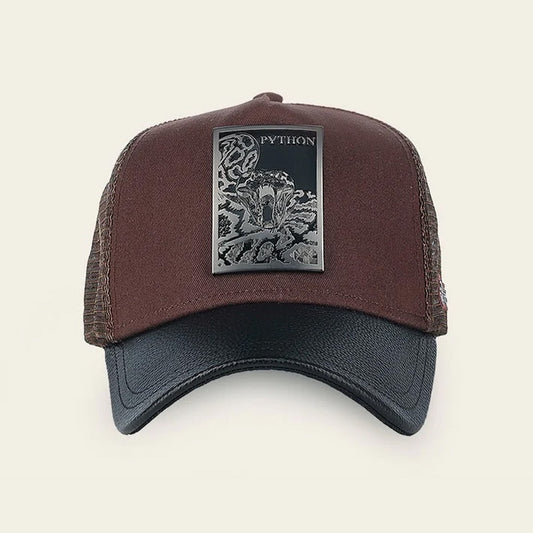 Python Metal Patch Leather Cap