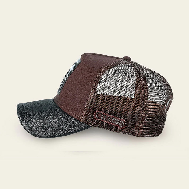 Python Metal Patch Leather Cap