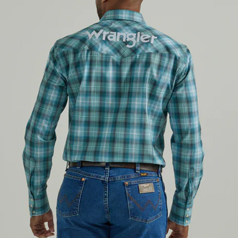 Logo Western Snap Turquoise Shirt
