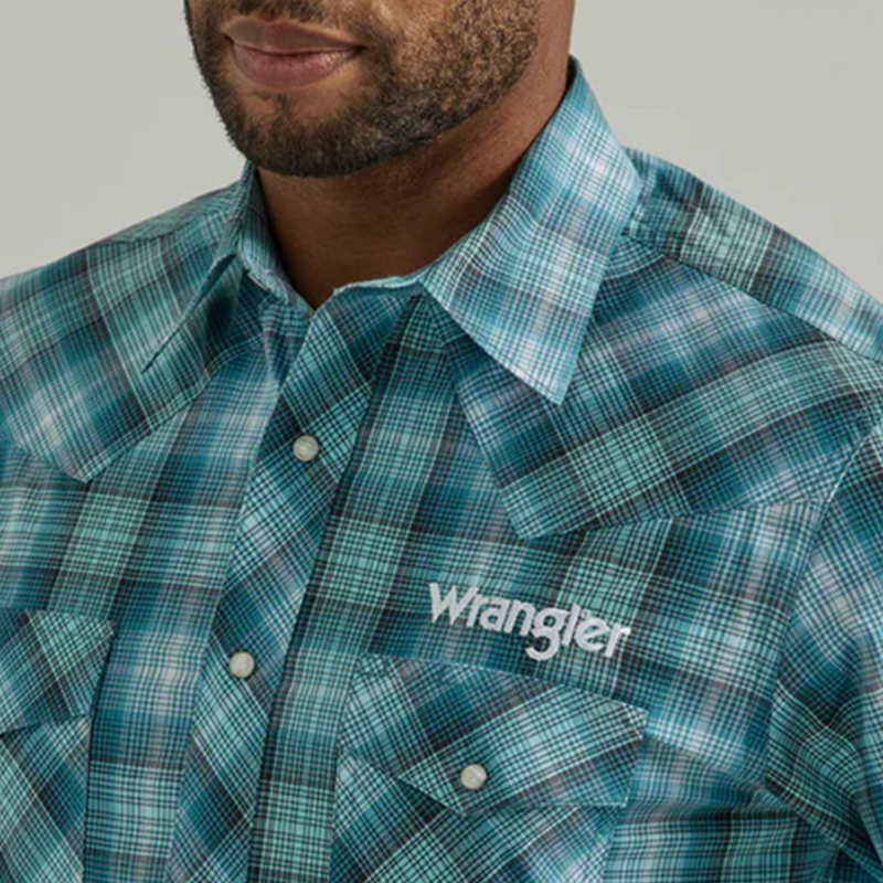Logo Western Snap Turquoise Shirt