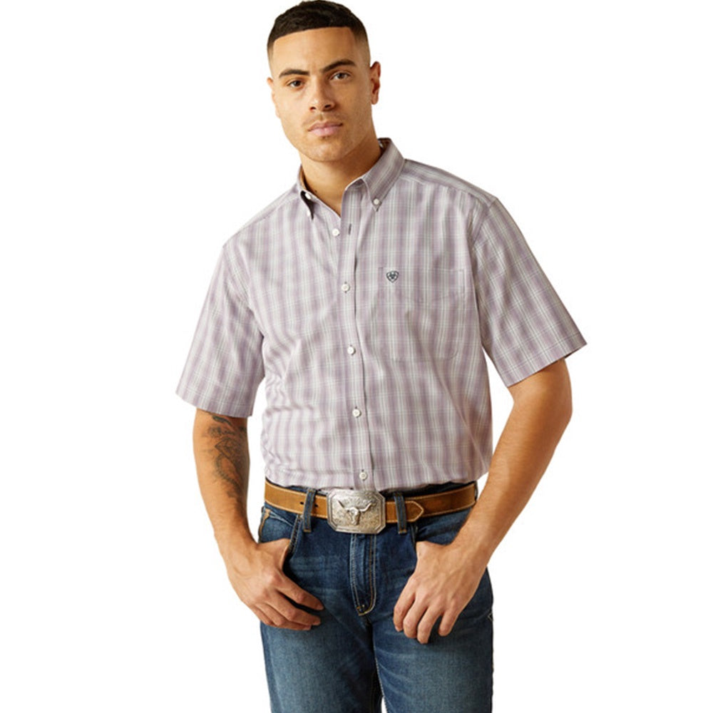 10059005 ROY GREY PURPLE PLAID SHIRT
