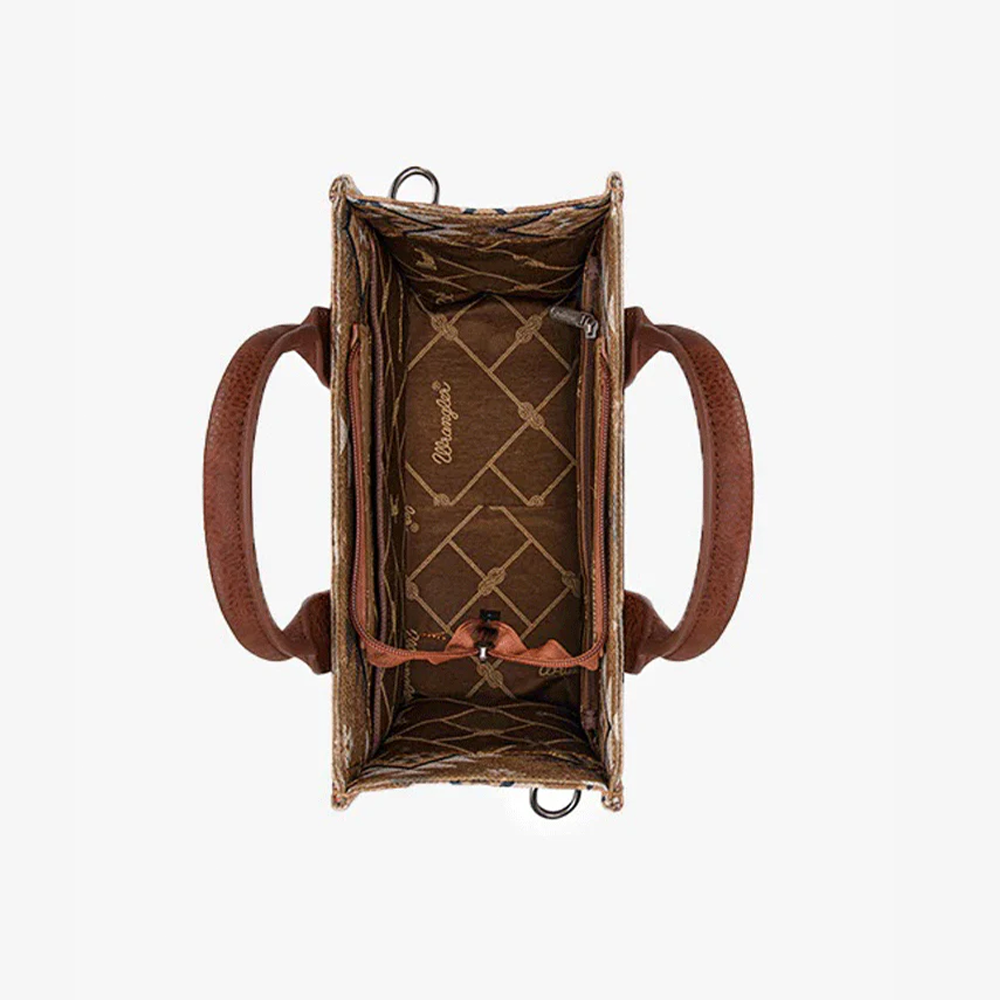 Aztec Pattern Dual Sided Print Tote Bag Brown