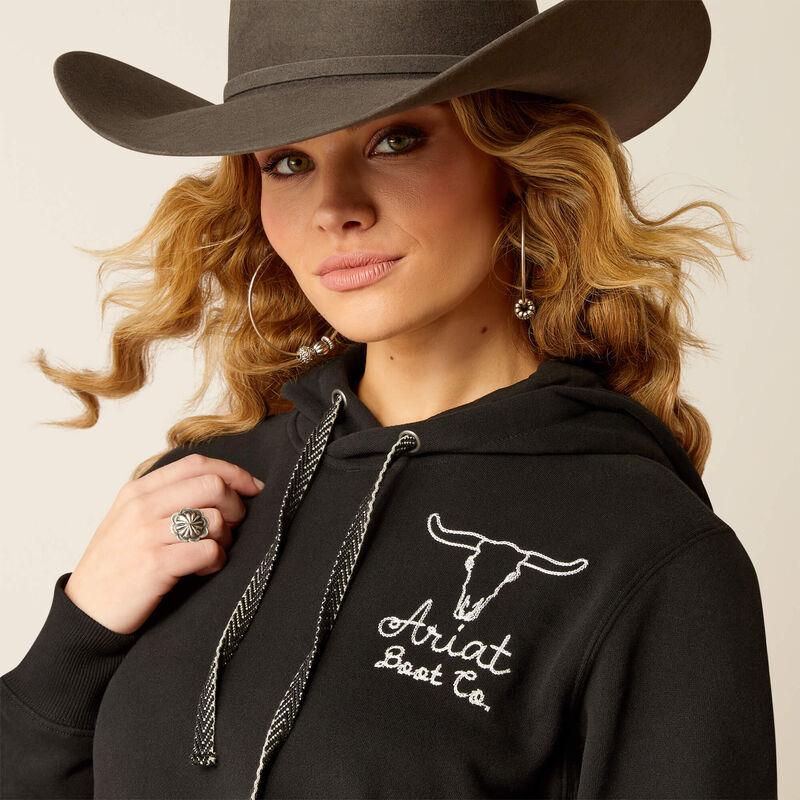 ARIAT STEER STITCH HOOD BLK | 10051999