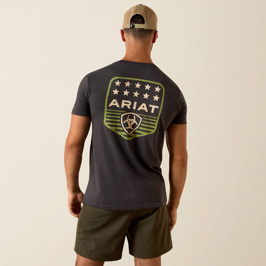 10073964 Stripe Patriotic Badge Charcoal