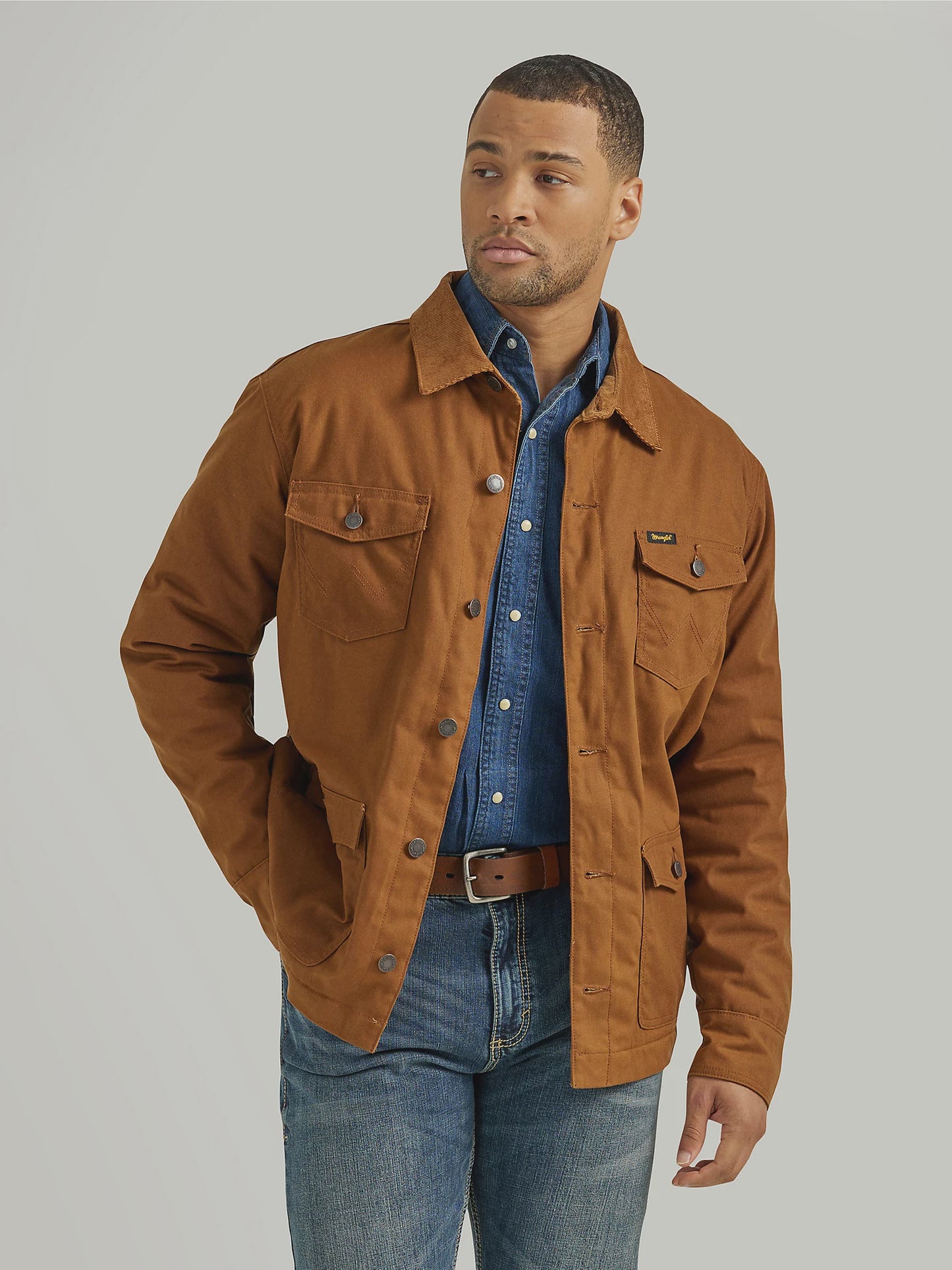 Wrangler Western Lined Canvas Barn Coat in Hay Bale | 112352842