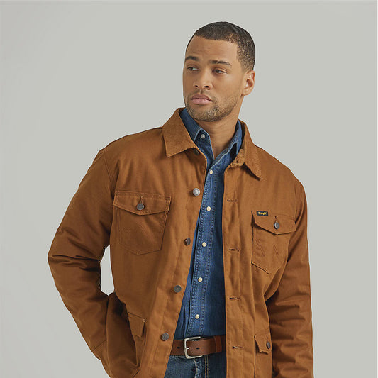 Western Lined Canvas Barn Coat in Hay Bale