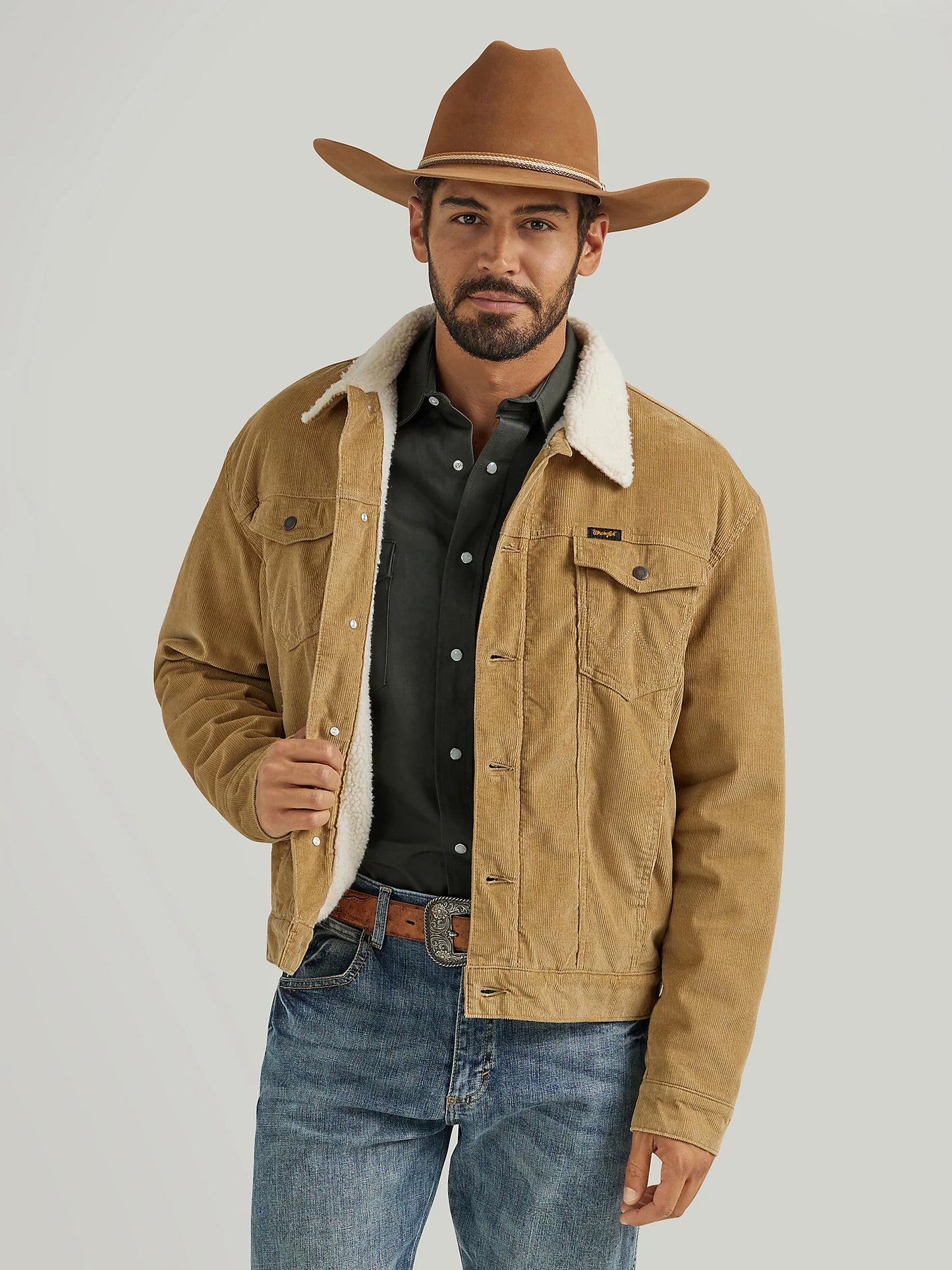 Wrangler Cowboy Cut Sherpa Lined Corduroy Jacket in Wheat | 112352872