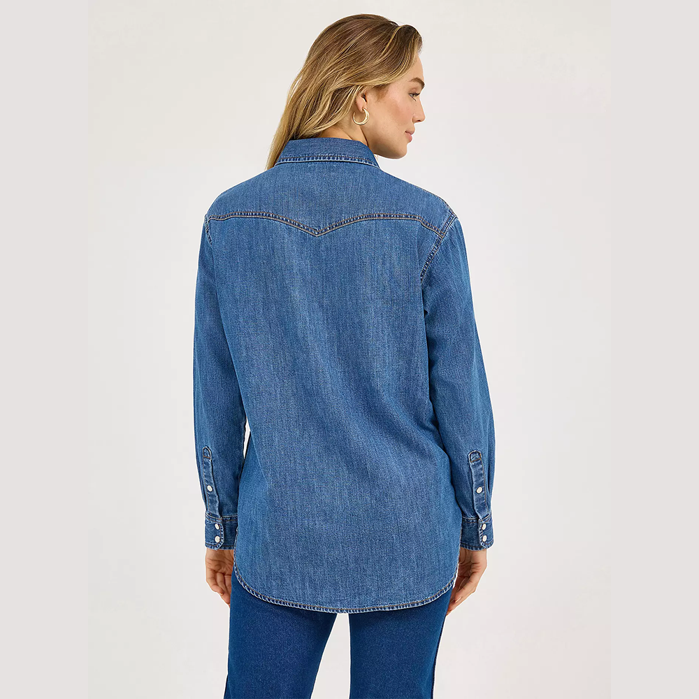 Embroidered Horses Boyfriend Western Snap Shirt