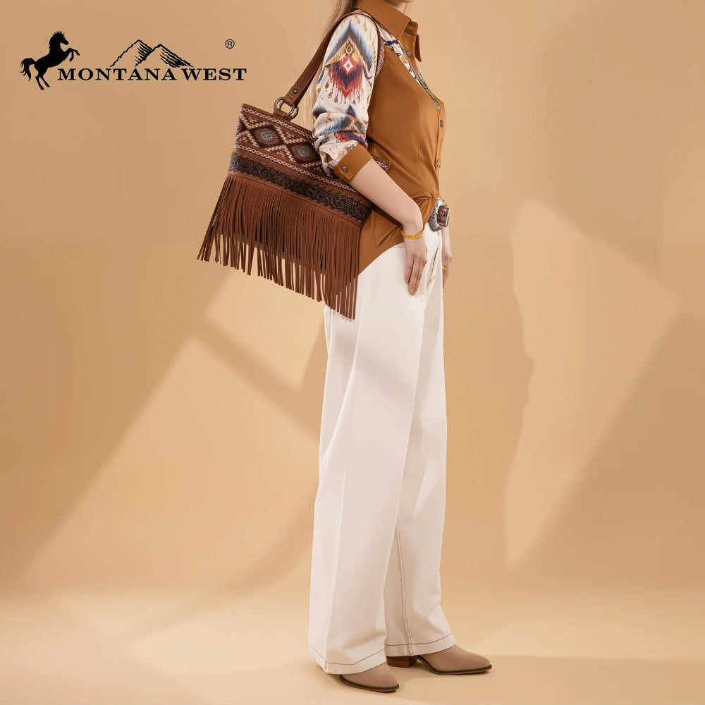 Tooled Fringe Concealed Carry Crossbody