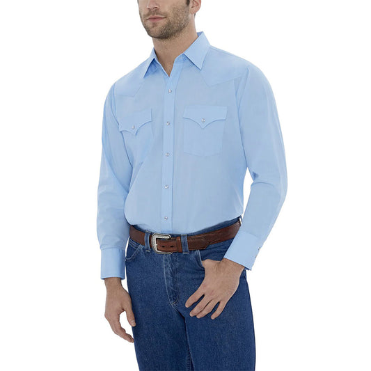 Ely Cattlemen Light Blue Solid Western Snap | 15201905-82