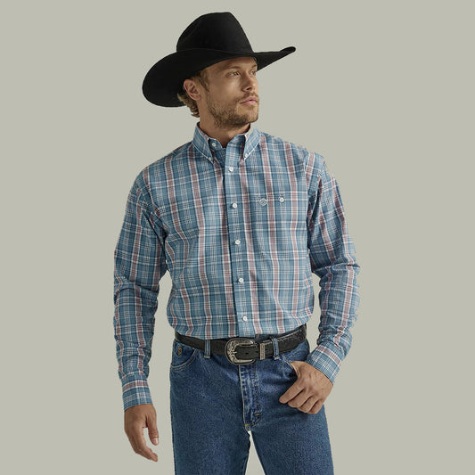 Wrangler George Strait Steel Blue Plaid | 112331805