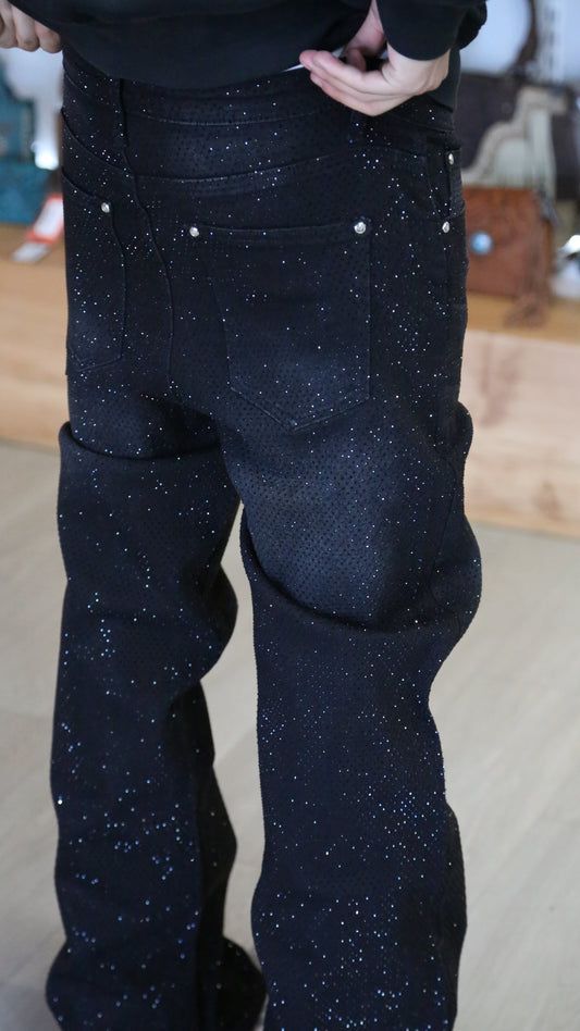 Rhinestone Black Jeans