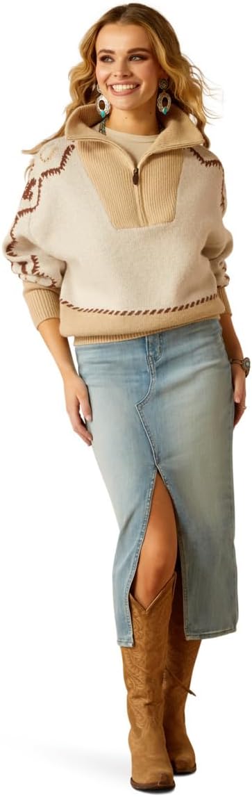 ARIAT WOMENS WILD WEST SWEATER IN CREAM | 10052607