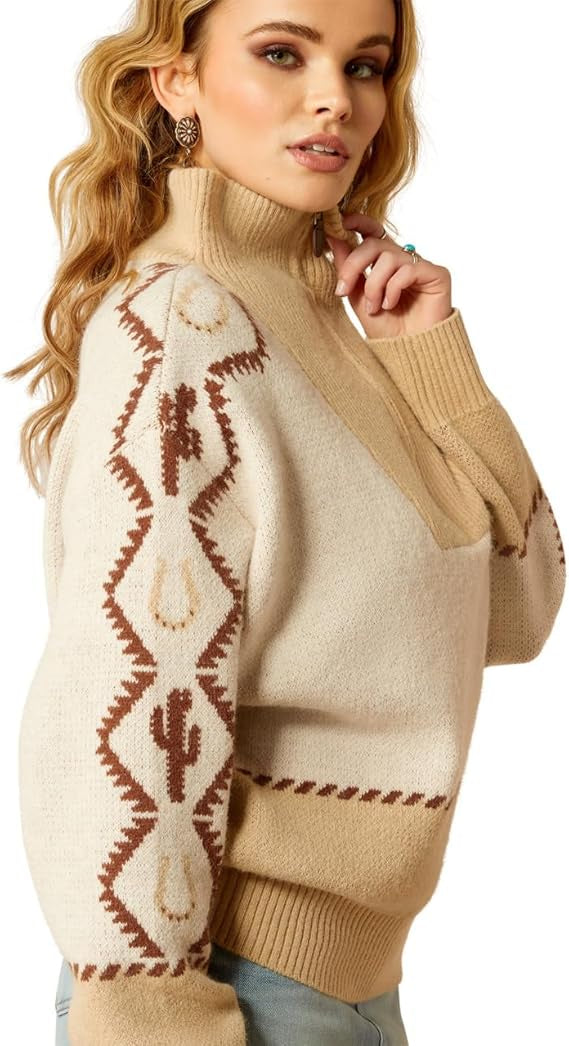 ARIAT WOMENS WILD WEST SWEATER IN CREAM | 10052607