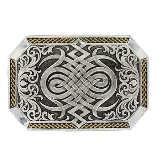 Antiqued Two Tone Western Celtic Knot Buckle | 33210RTGld