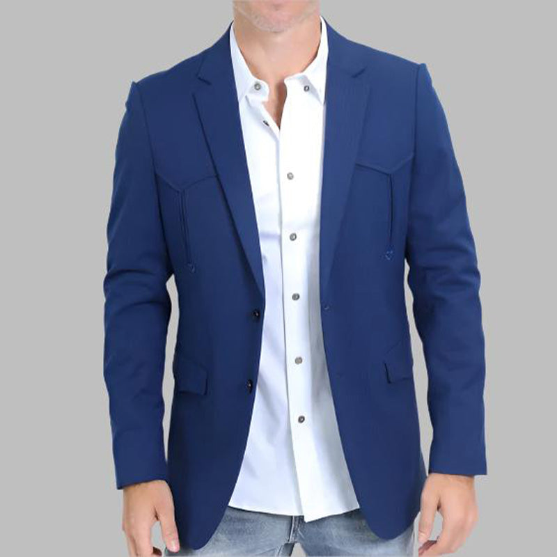 Double Button Western Blue Blazer