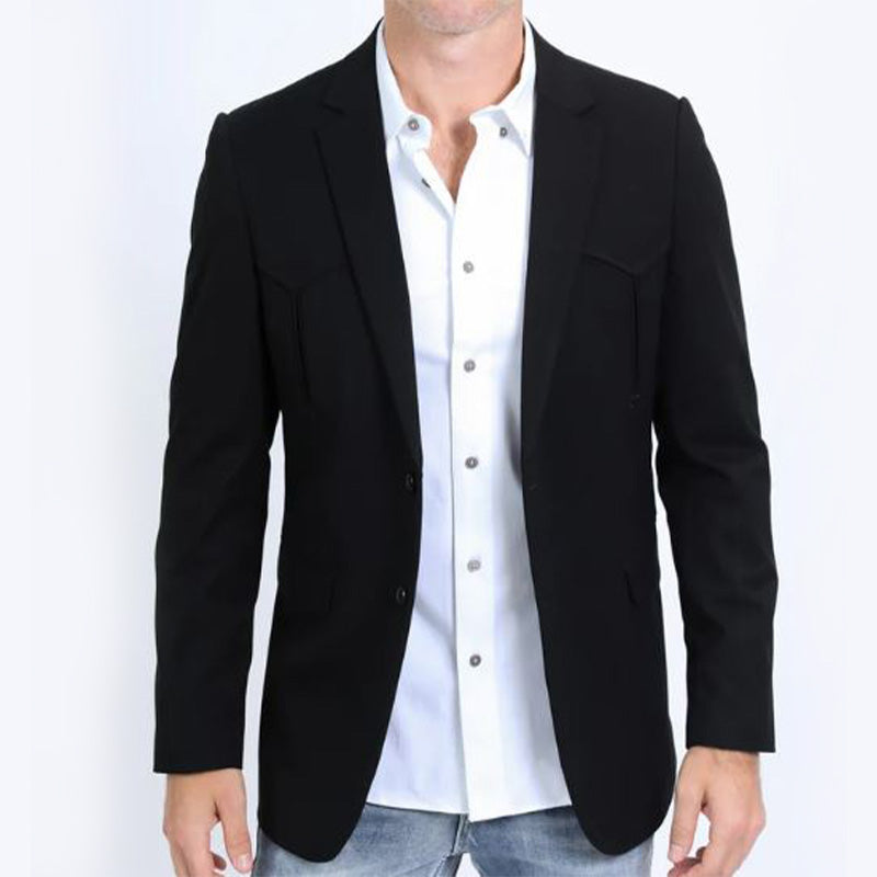 Double Button Western Black Blazer