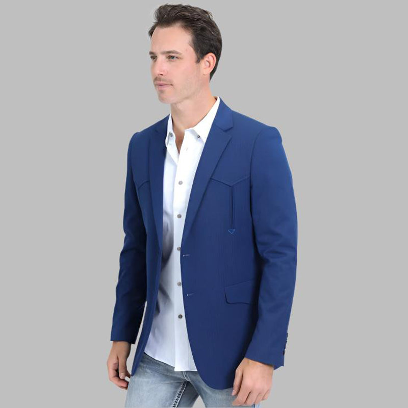 Double Button Western Blue Blazer